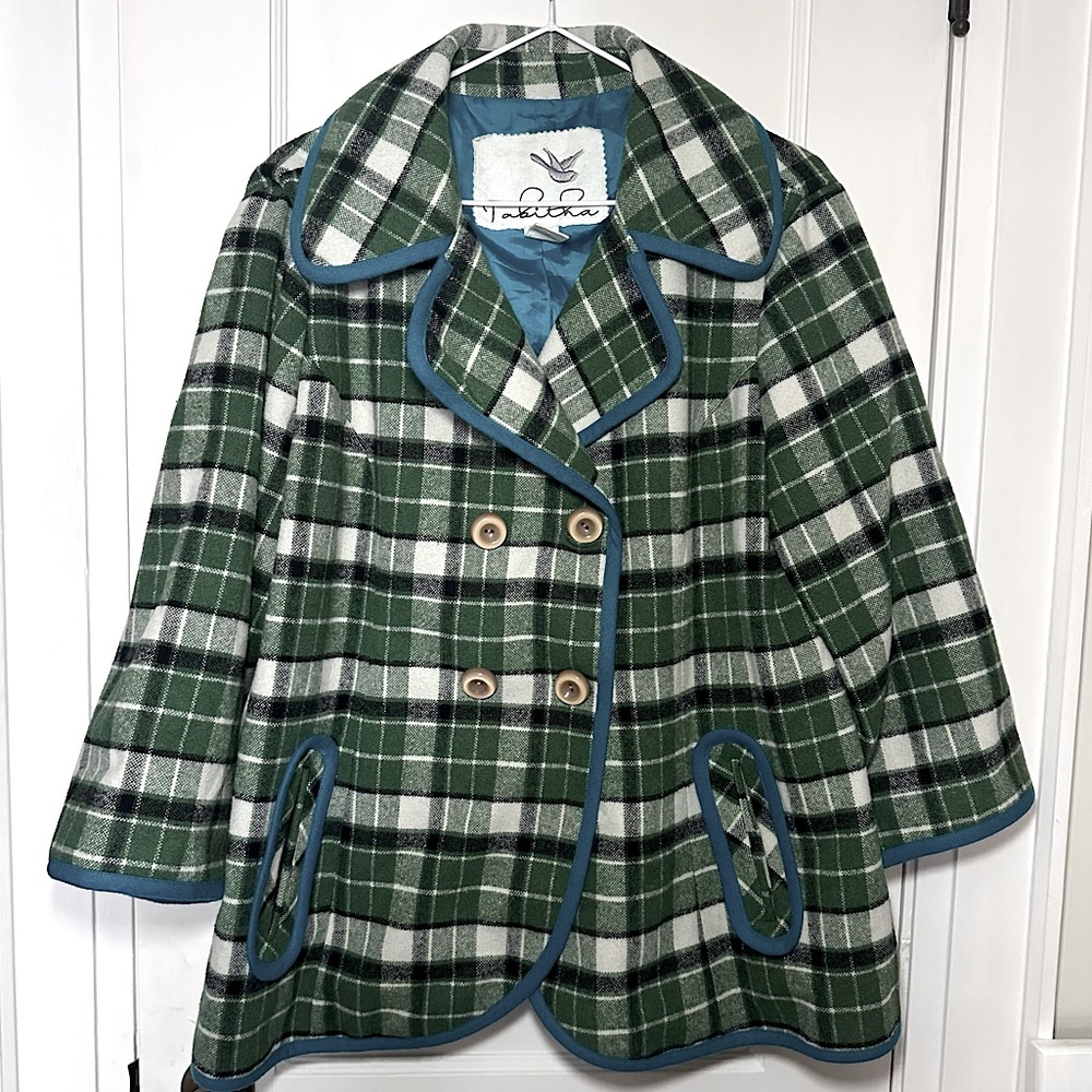 Anthropologie Tabitha Piper Plaid Short Pea Coat